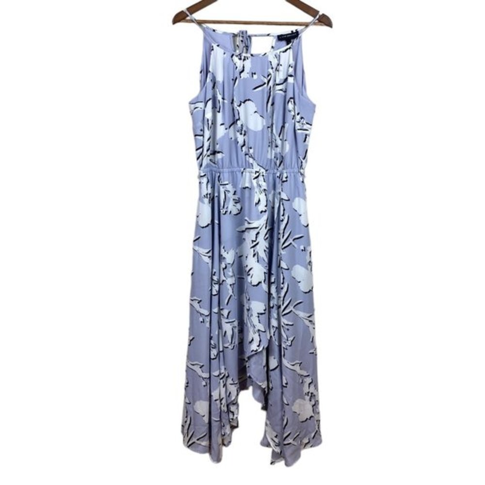 Lane Bryant Midi Dress 14 Gray White Black Printed Hi Low Maxi‎ Sleeveless New